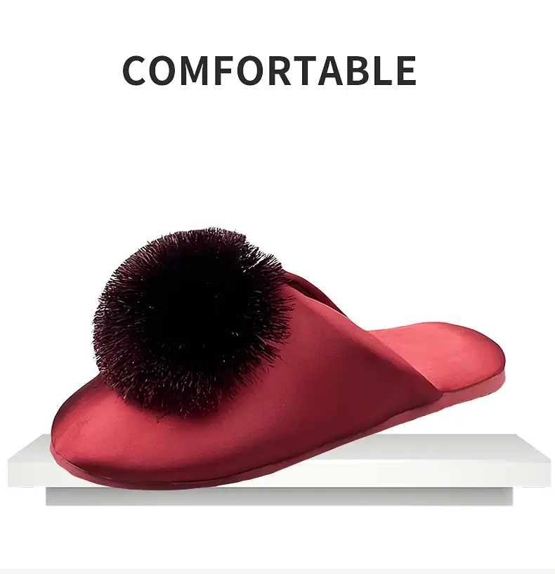 Spring and Autumn Silky Satin National Style Plaid Home Slippers Indoor Silent Anti-Slip Home Cotton Slippers Women's One Piece Dropshipping — feature 4