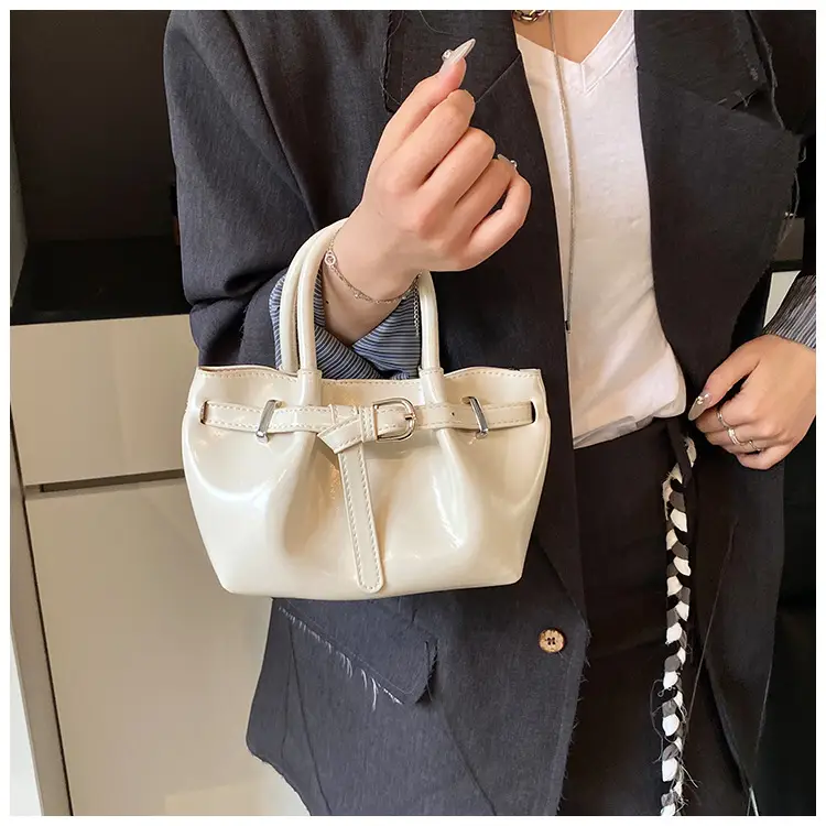 Women's Korean Style Handbag Beige Leather Bucket Bag — feature 36
