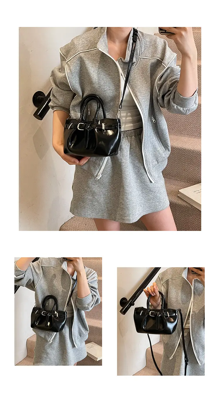 Women's Korean Style Handbag Beige Leather Bucket Bag — feature 7
