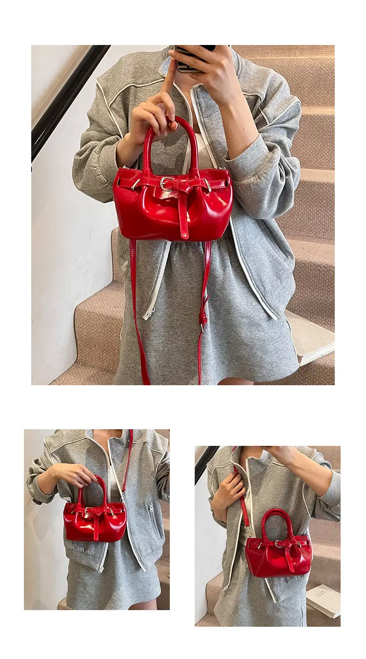 Women's Korean Style Handbag Beige Leather Bucket Bag — feature 8
