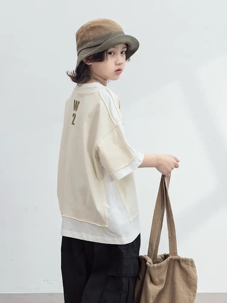Boys T-Shirt Short Sleeve Summer 2026 Beige - Image 3