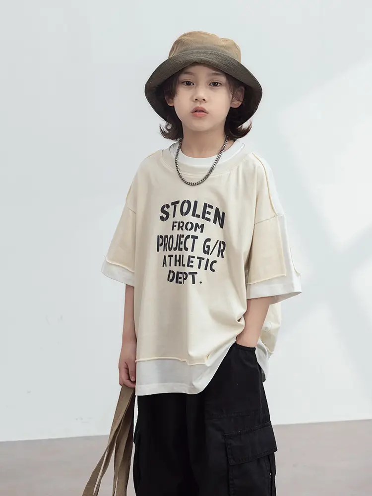 Boys T-Shirt Short Sleeve Summer 2026 Beige - Image 4