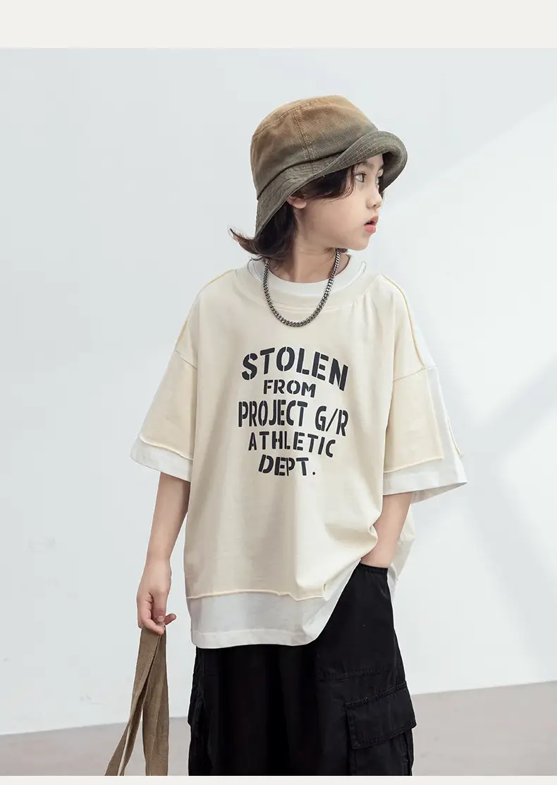 Boys T-Shirt Short Sleeve Summer 2026 Beige — feature 10