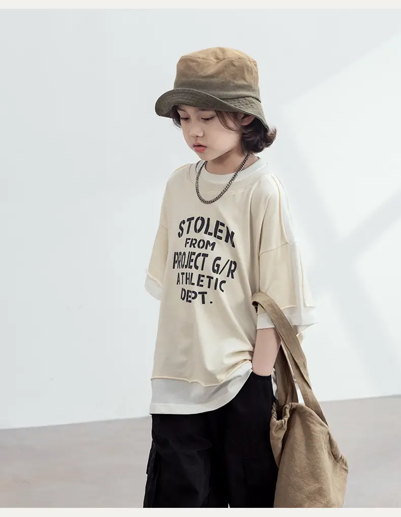 Boys T-Shirt Short Sleeve Summer 2026 Beige — feature 11