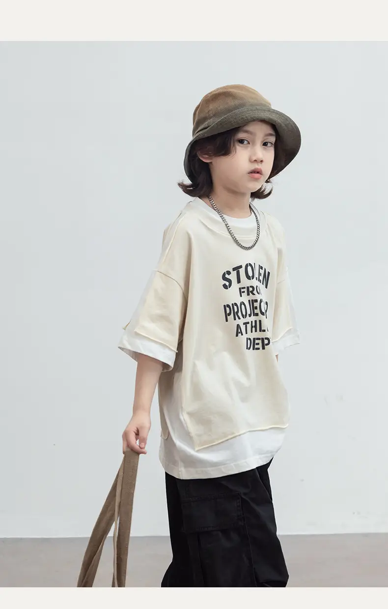Boys T-Shirt Short Sleeve Summer 2026 Beige — feature 8