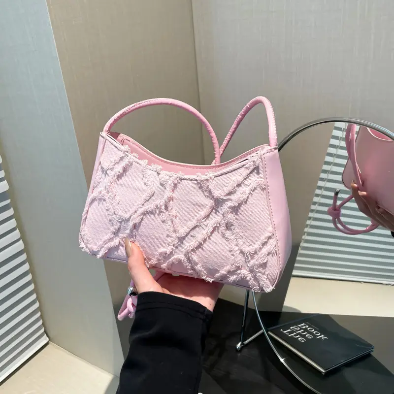 Blue Lace Quilted Shoulder Bag for Women - Image 5