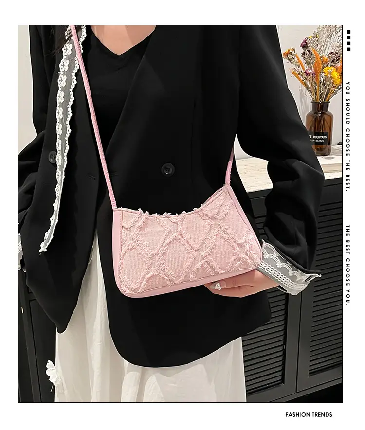Blue Lace Quilted Shoulder Bag for Women — feature 1