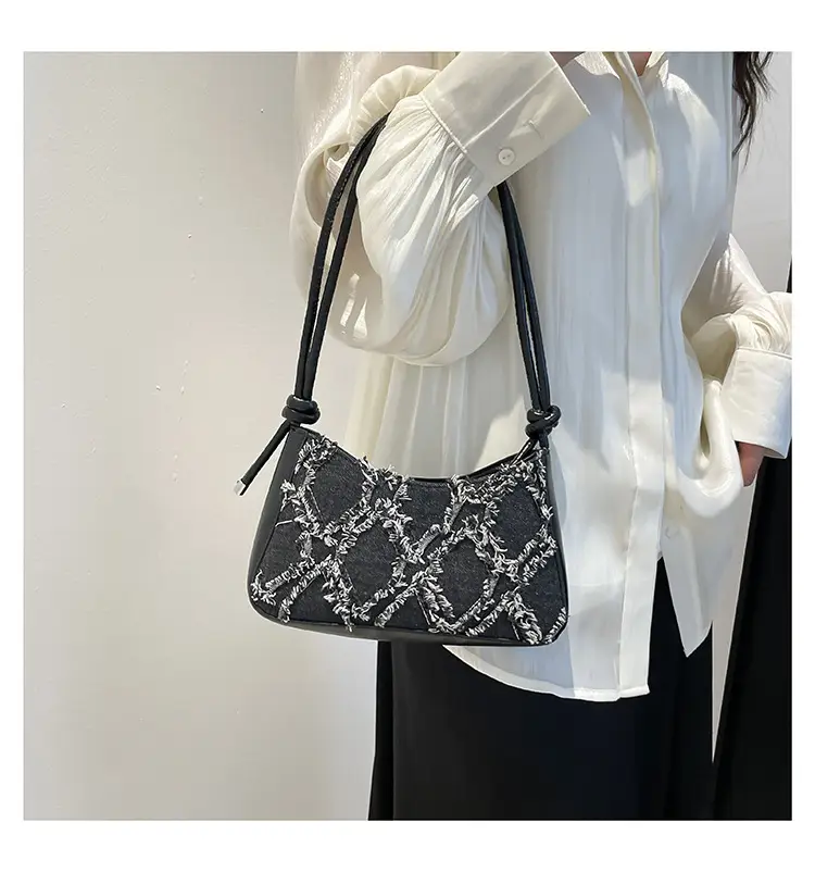 Blue Lace Quilted Shoulder Bag for Women — feature 10