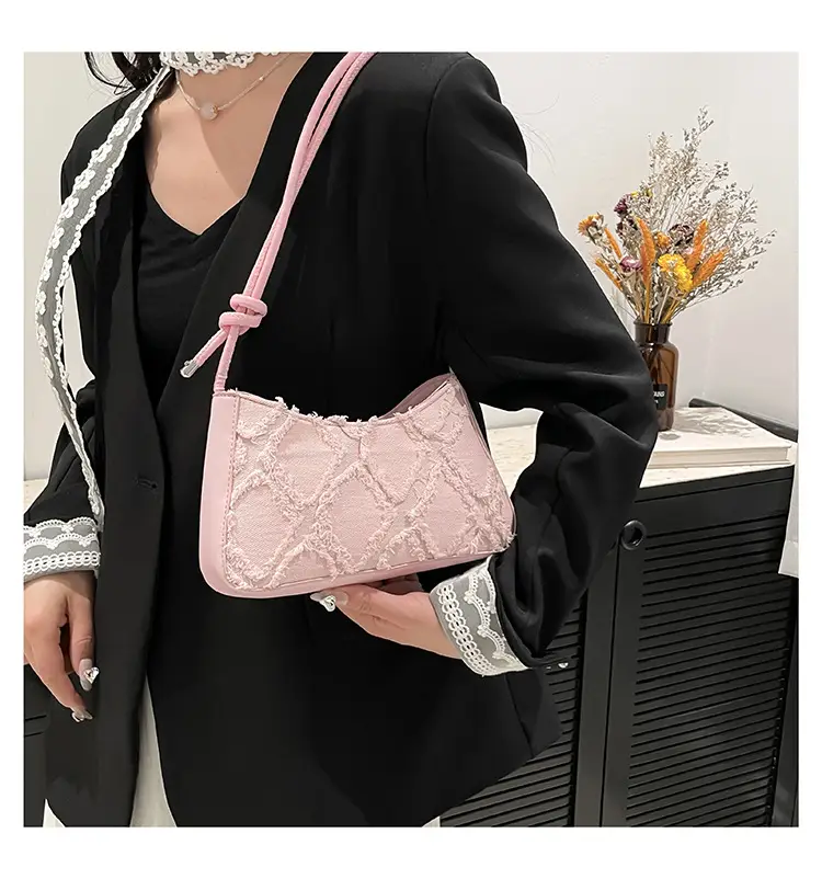 Blue Lace Quilted Shoulder Bag for Women — feature 13
