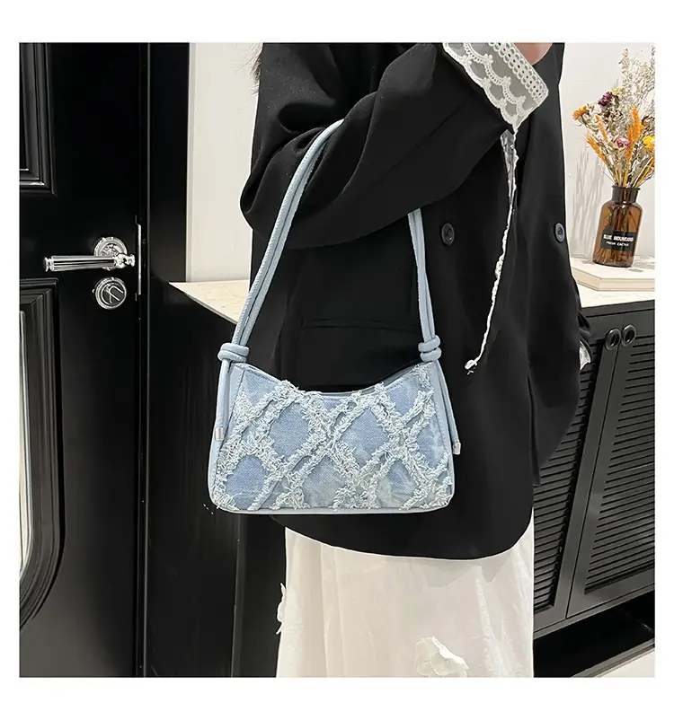 Blue Lace Quilted Shoulder Bag for Women — feature 16