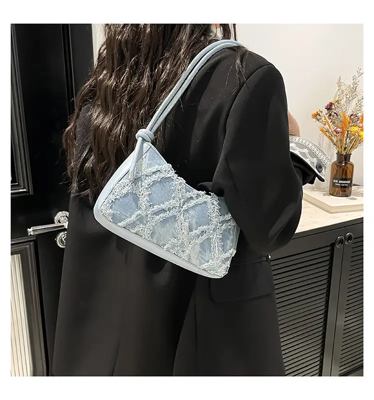 Blue Lace Quilted Shoulder Bag for Women — feature 17