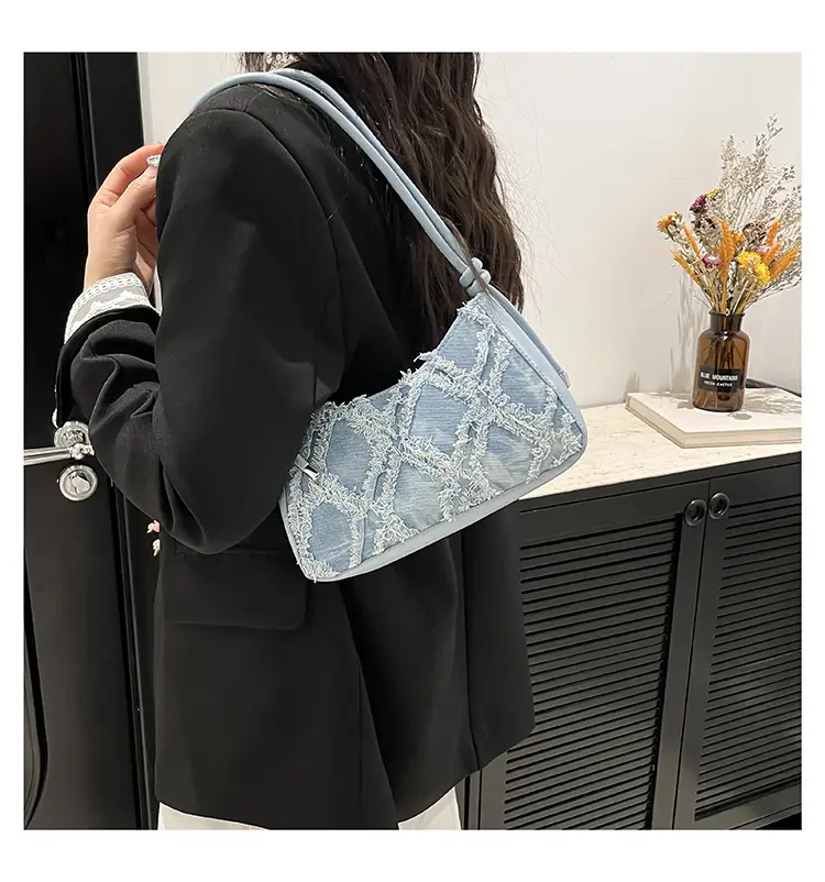 Blue Lace Quilted Shoulder Bag for Women — feature 18