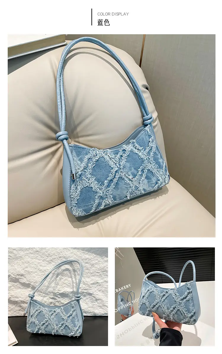 Blue Lace Quilted Shoulder Bag for Women — feature 20