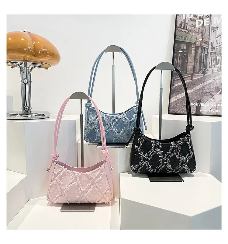 Blue Lace Quilted Shoulder Bag for Women — feature 22