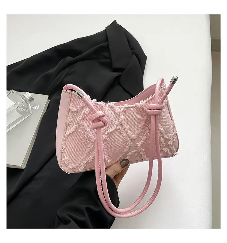 Blue Lace Quilted Shoulder Bag for Women - Image 2