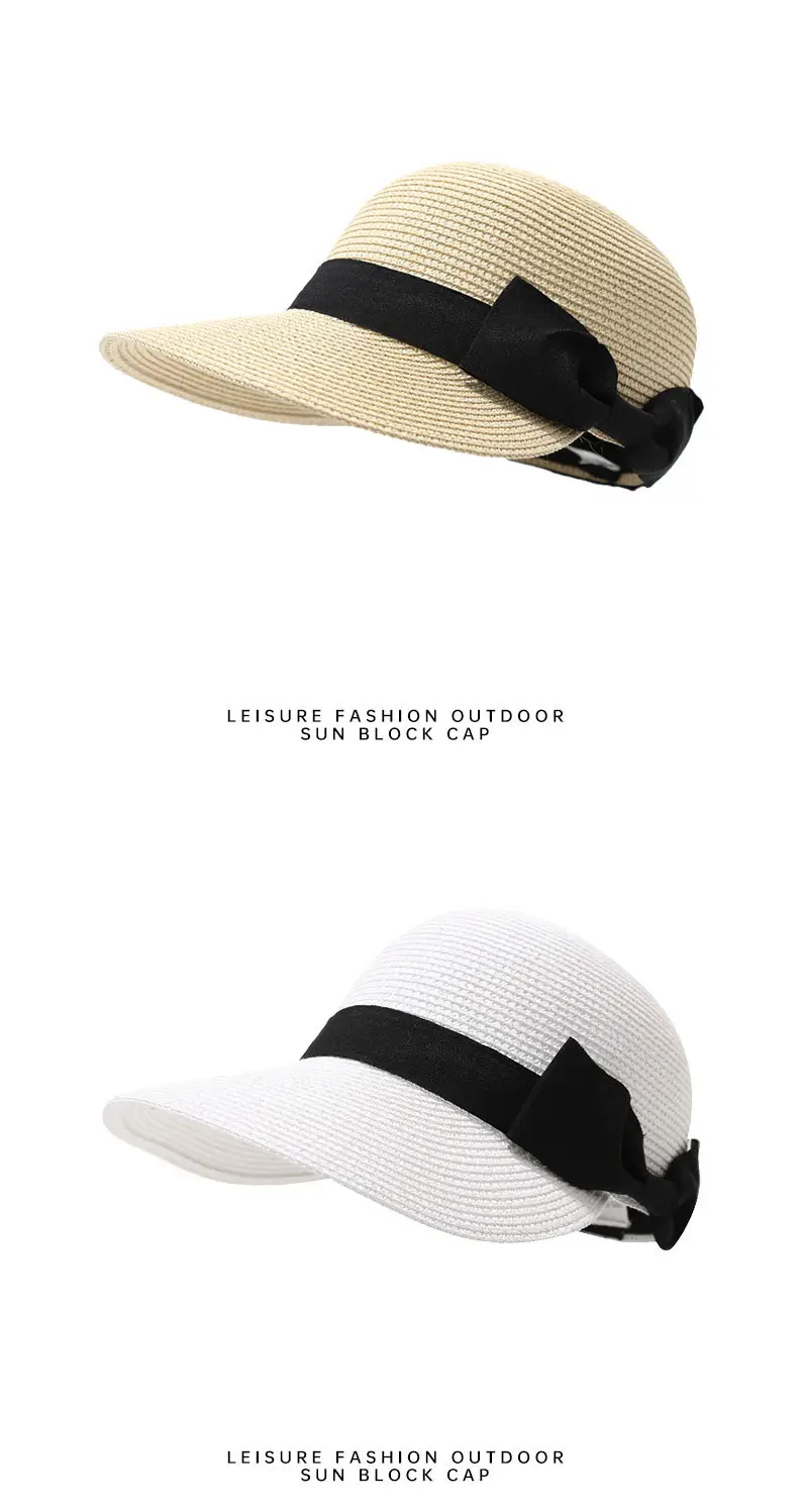 Women Straw Bow Hat with Sunshade & Travel Design — feature 11