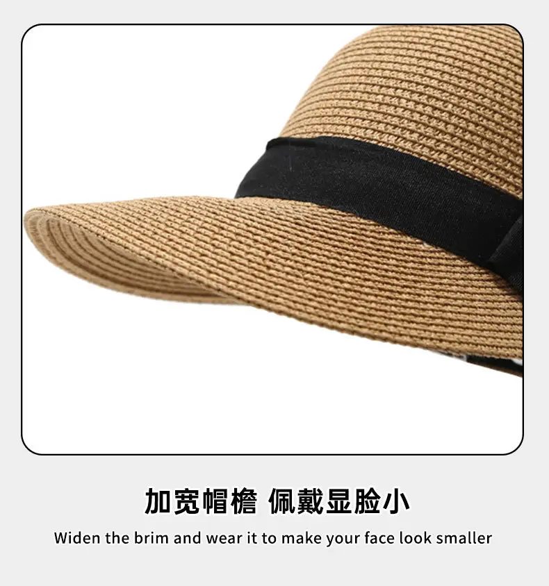 Women Straw Bow Hat with Sunshade & Travel Design — feature 13