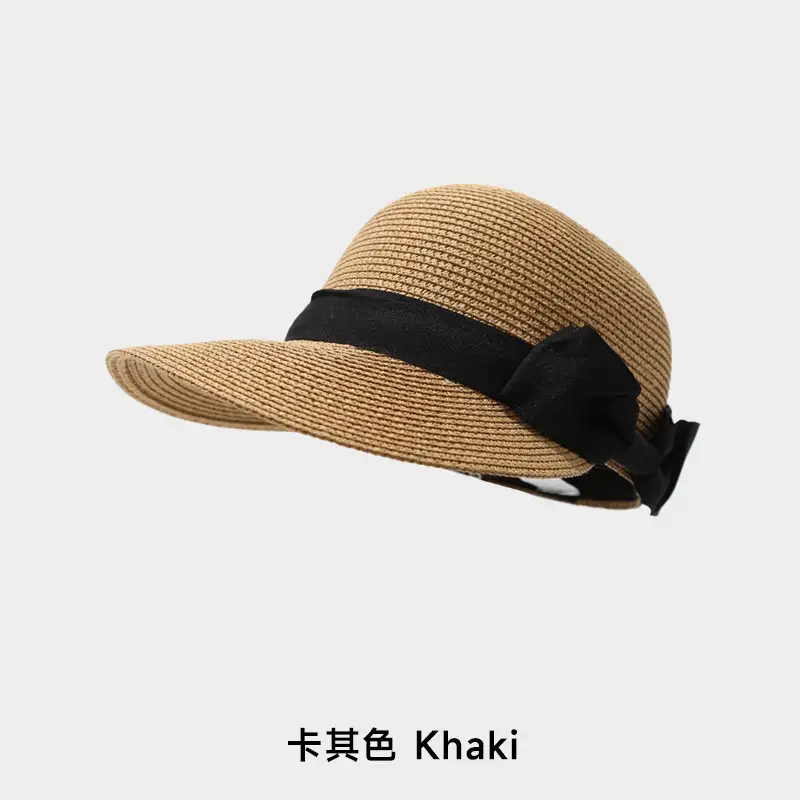 Women Straw Bow Hat with Sunshade & Travel Design - Image 2