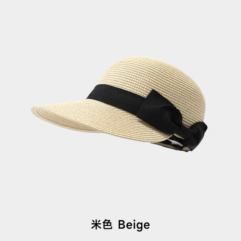 Women Straw Bow Hat with Sunshade & Travel Design - Image 3