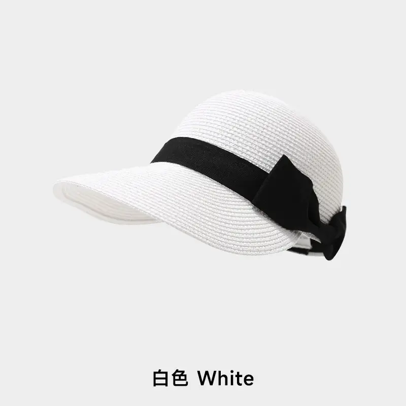 Women Straw Bow Hat with Sunshade & Travel Design - Image 4