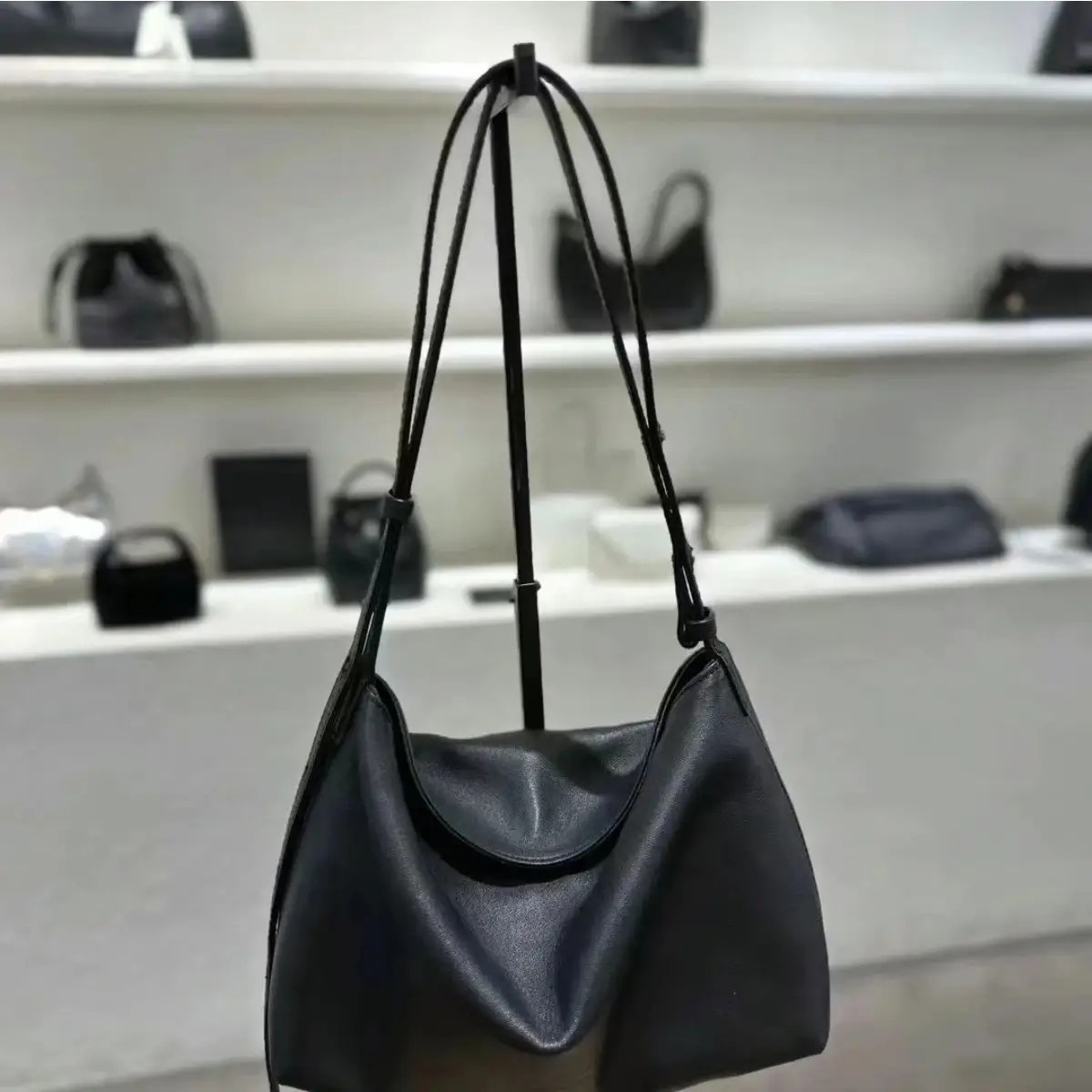 Black Korean Style Square Tote Bag for Women - Image 3
