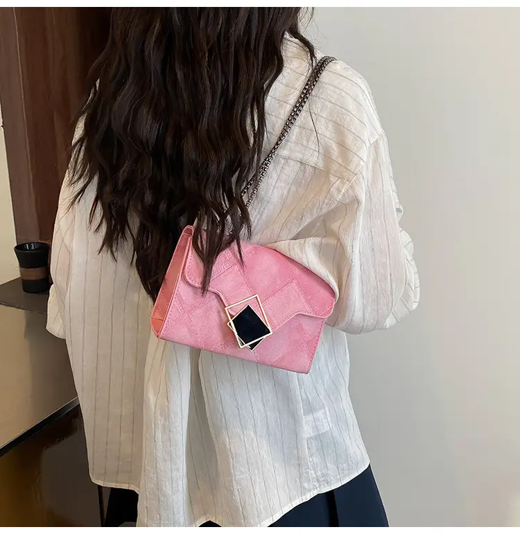 Light Blue Quilted Chain Crossbody Bag for Women — feature 12