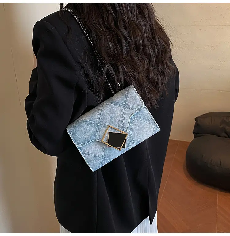 Light Blue Quilted Chain Crossbody Bag for Women — feature 20