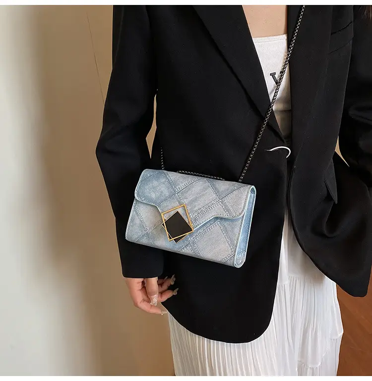 Light Blue Quilted Chain Crossbody Bag for Women — feature 21