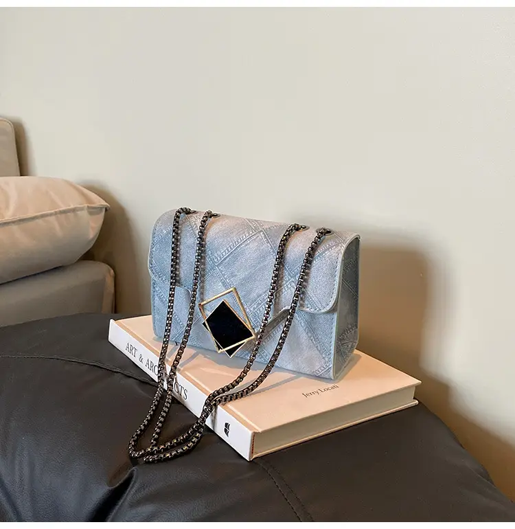 Light Blue Quilted Chain Crossbody Bag for Women — feature 24