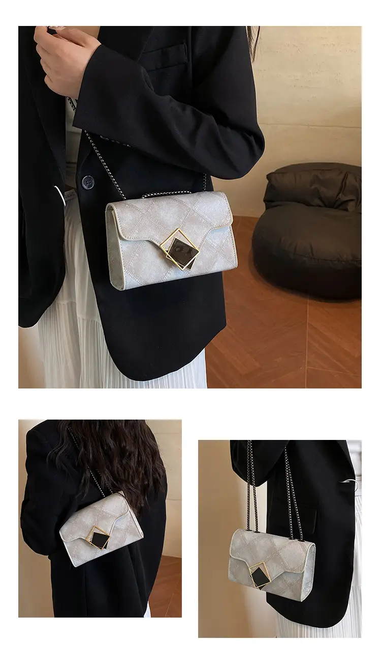 Light Blue Quilted Chain Crossbody Bag for Women — feature 9