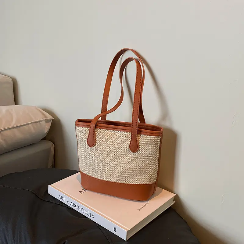 Women's 2-Piece Straw Woven Tote & Armpit Bag Set - Image 4