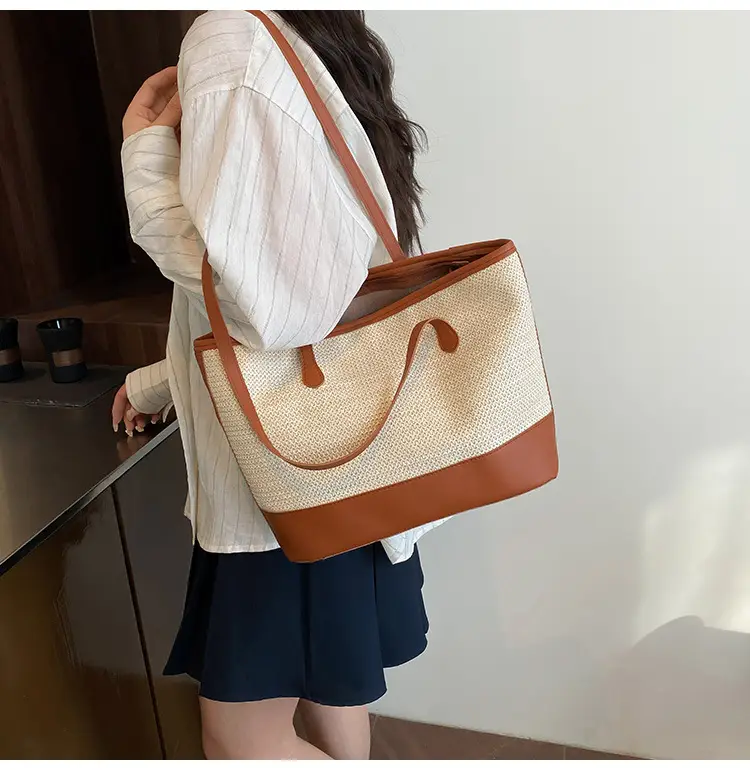 Women's 2-Piece Straw Woven Tote & Armpit Bag Set — feature 18