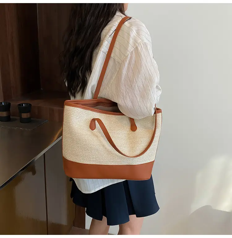 Women's 2-Piece Straw Woven Tote & Armpit Bag Set — feature 19