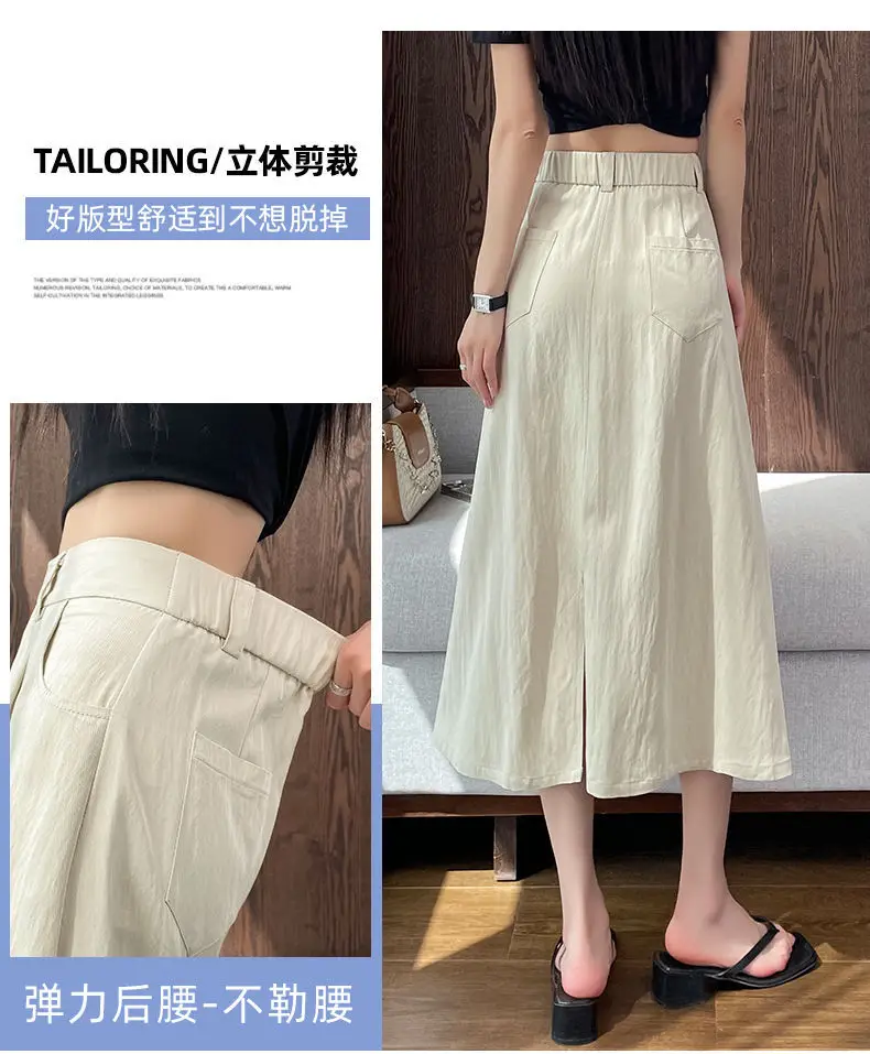 Women Mid-Length Belted Skirt Summer Plus Size — feature 11
