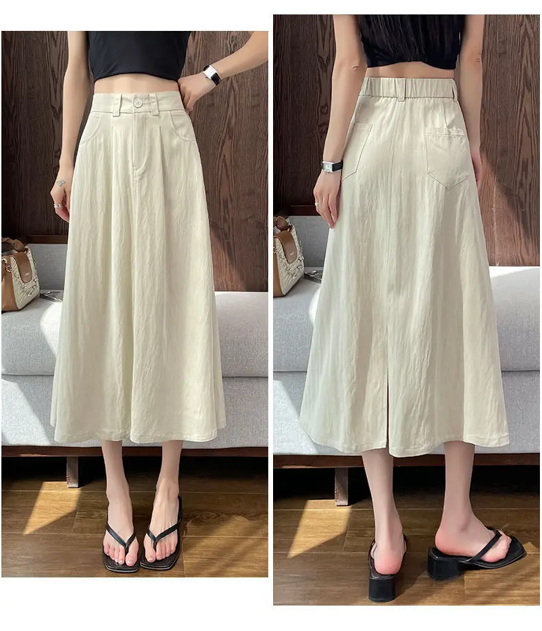 Women Mid-Length Belted Skirt Summer Plus Size — feature 22