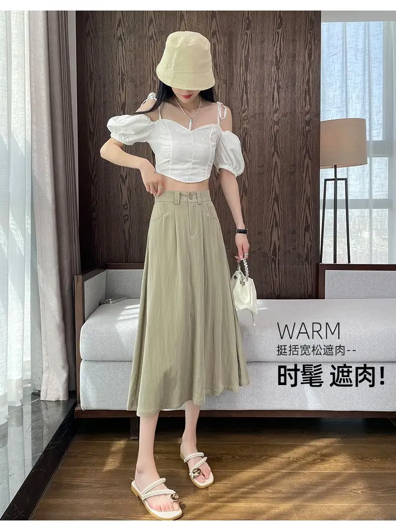 Women Mid-Length Belted Skirt Summer Plus Size — feature 28