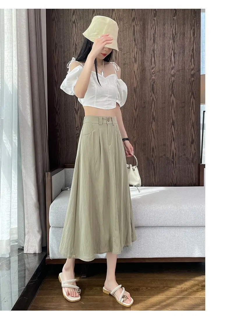 Women Mid-Length Belted Skirt Summer Plus Size — feature 32