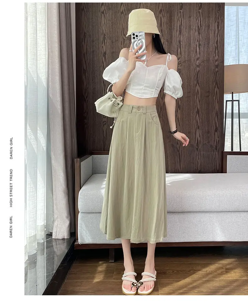 Women Mid-Length Belted Skirt Summer Plus Size — feature 33