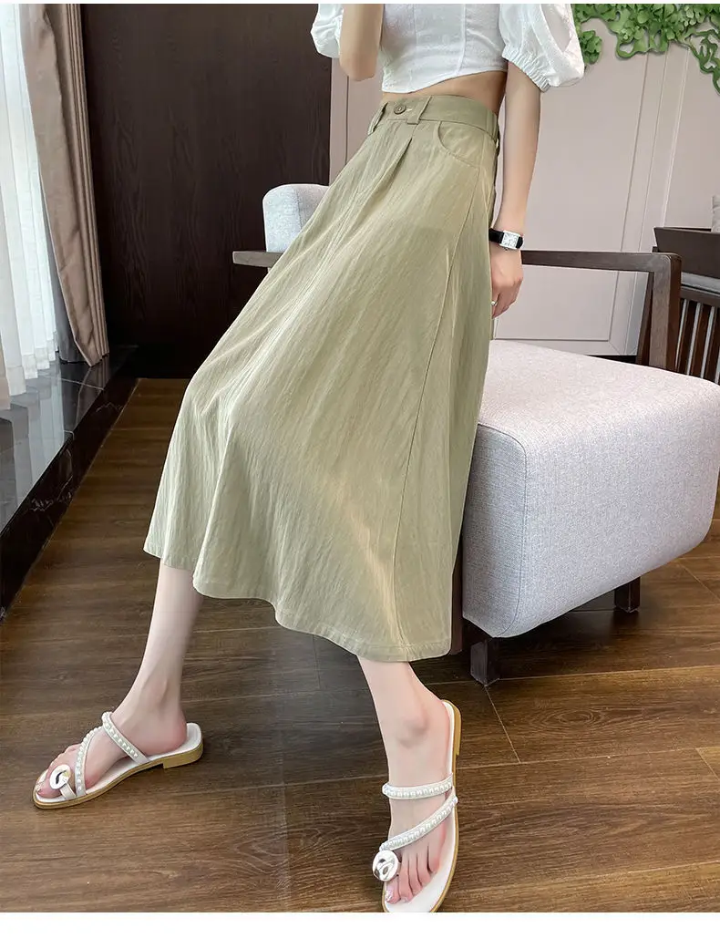Women Mid-Length Belted Skirt Summer Plus Size — feature 34