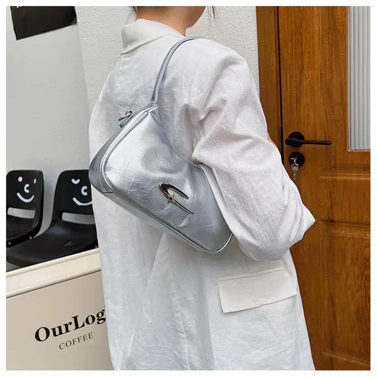 Silver Underarm Crescent Shoulder Bag for Women — feature 11