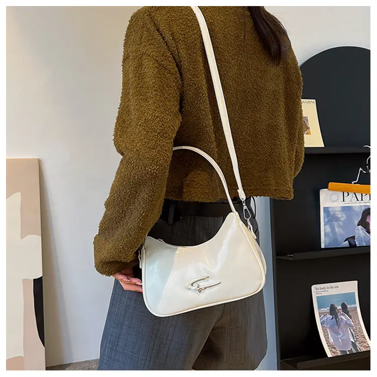 Silver Underarm Crescent Shoulder Bag for Women — feature 12