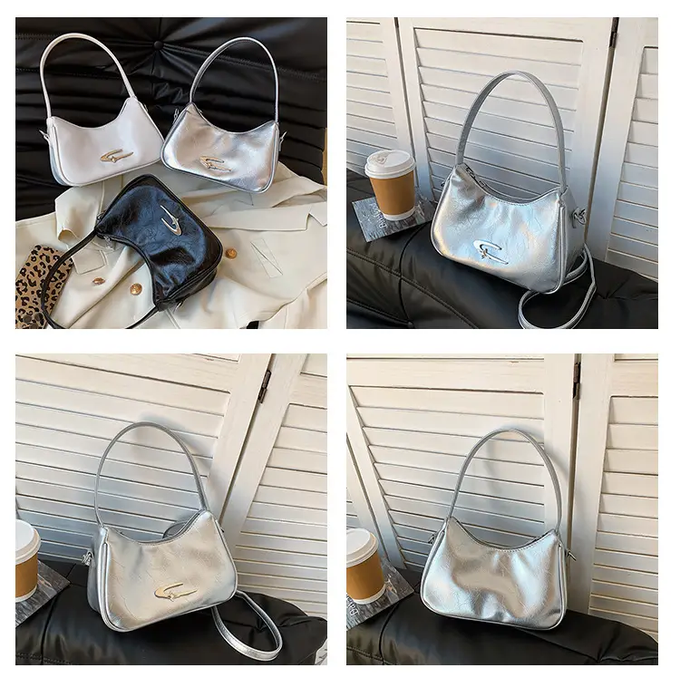 Silver Underarm Crescent Shoulder Bag for Women — feature 8