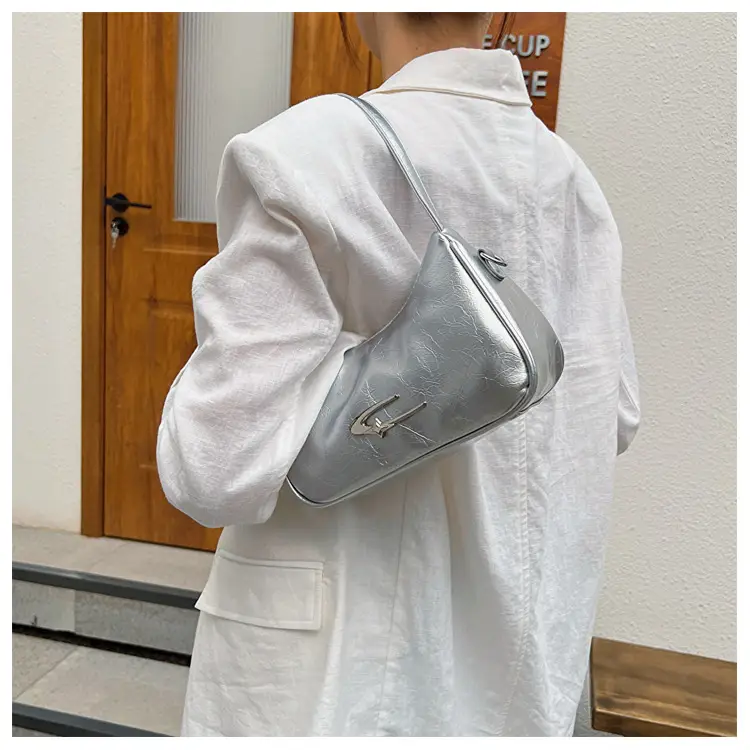 Silver Underarm Crescent Shoulder Bag for Women — feature 9