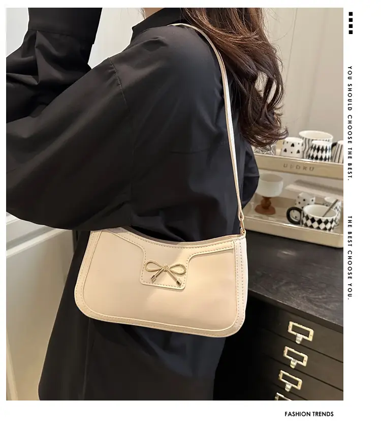 Elegant White Bow Shoulder Bag for Women — feature 1