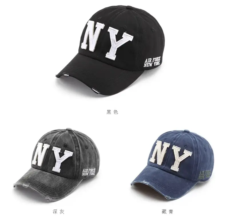 Black NY Baseball Cap with Embroidered Logo — feature 8