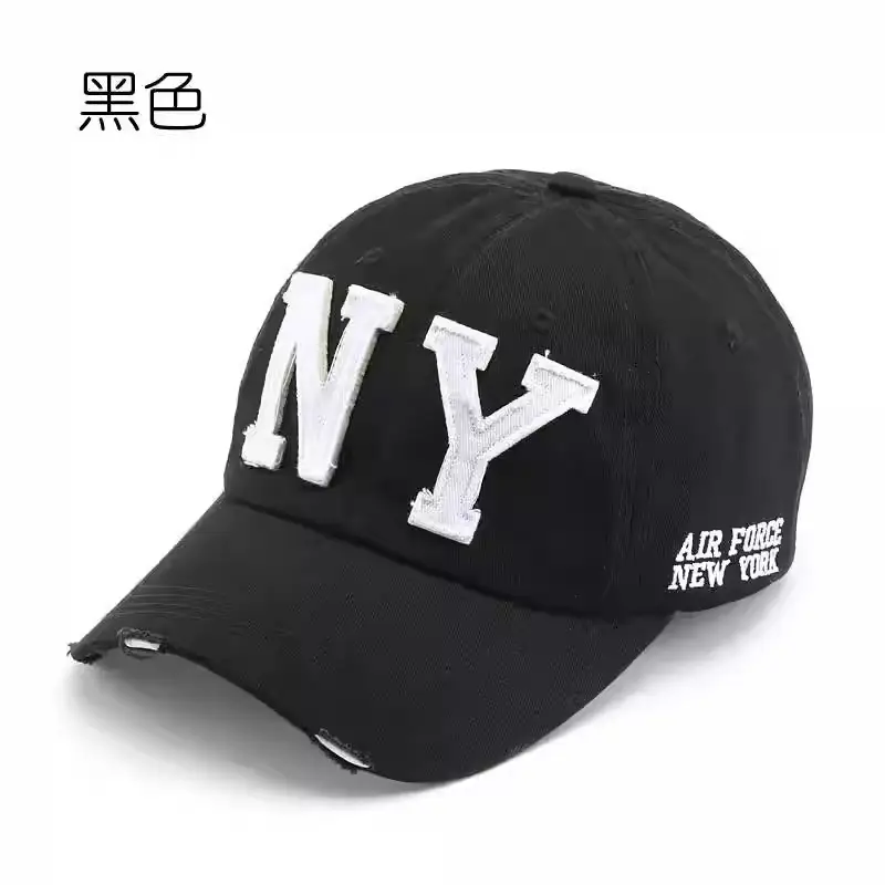 Black NY Baseball Cap with Embroidered Logo - Image 3