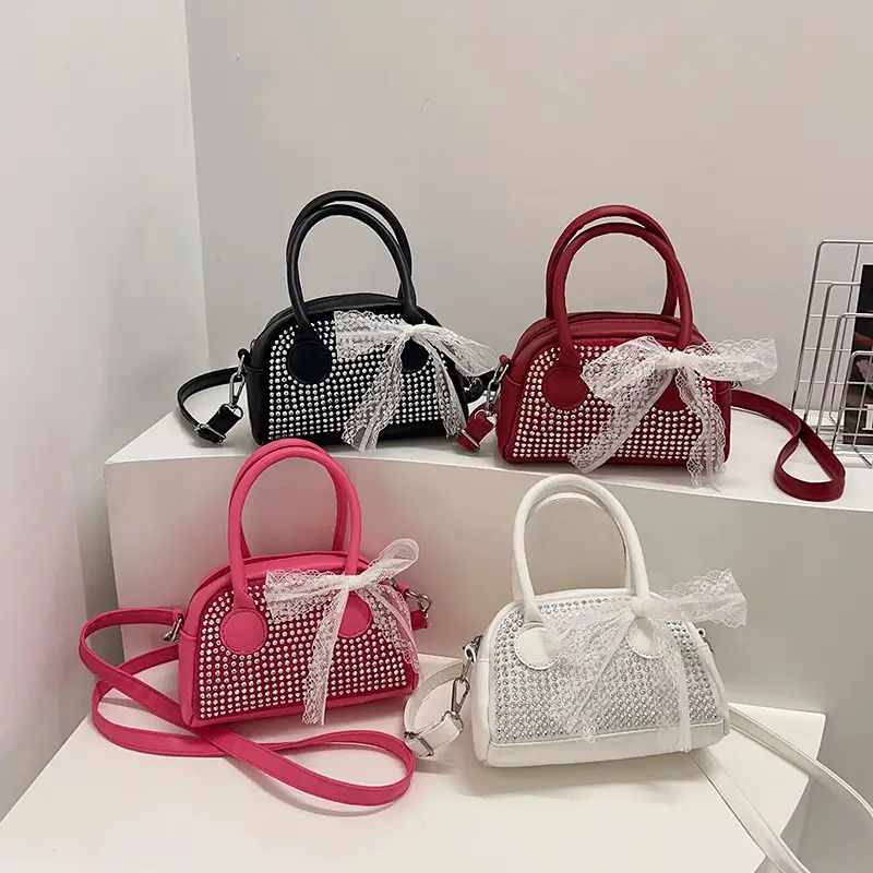 2025 New Silk Scarf Shell Handbag Large Capacity Bright Diamond Armpit Bag Diagonal Shoulder Bag for Women