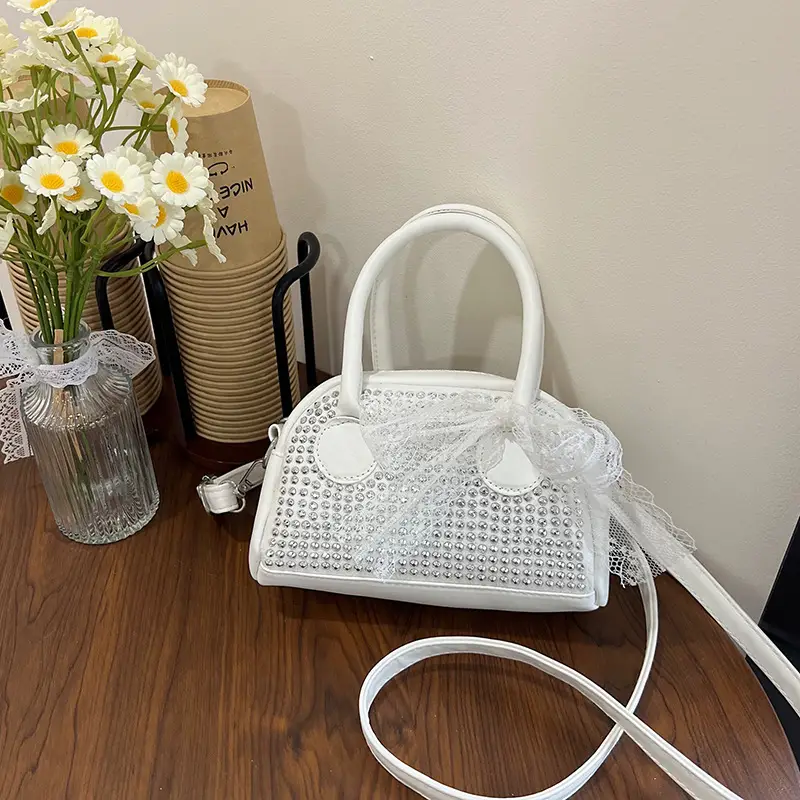 2025 New Silk Scarf Shell Handbag Large Capacity Bright Diamond Armpit Bag Diagonal Shoulder Bag for Women