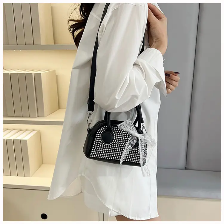 2025 New Silk Scarf Shell Handbag Large Capacity Bright Diamond Armpit Bag Diagonal Shoulder Bag for Women — feature 13