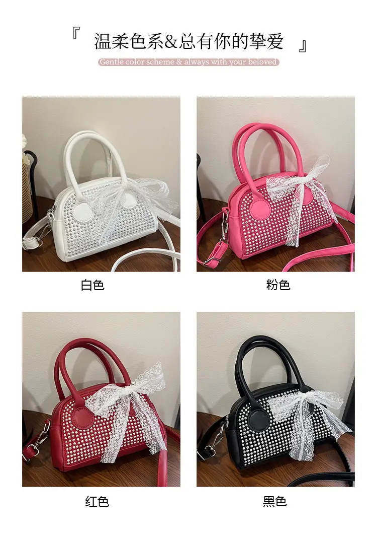 2025 New Silk Scarf Shell Handbag Large Capacity Bright Diamond Armpit Bag Diagonal Shoulder Bag for Women — feature 2